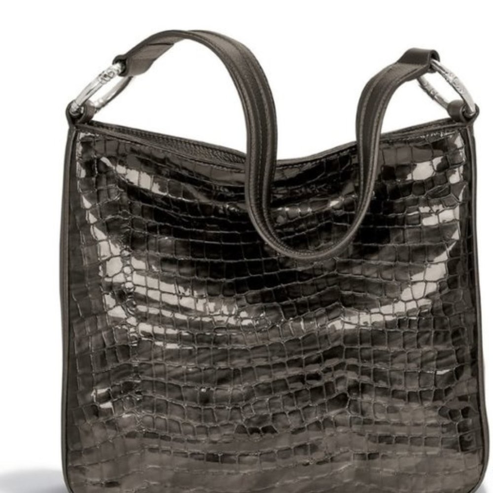 Brighton brown croc embossed shoulder bag.